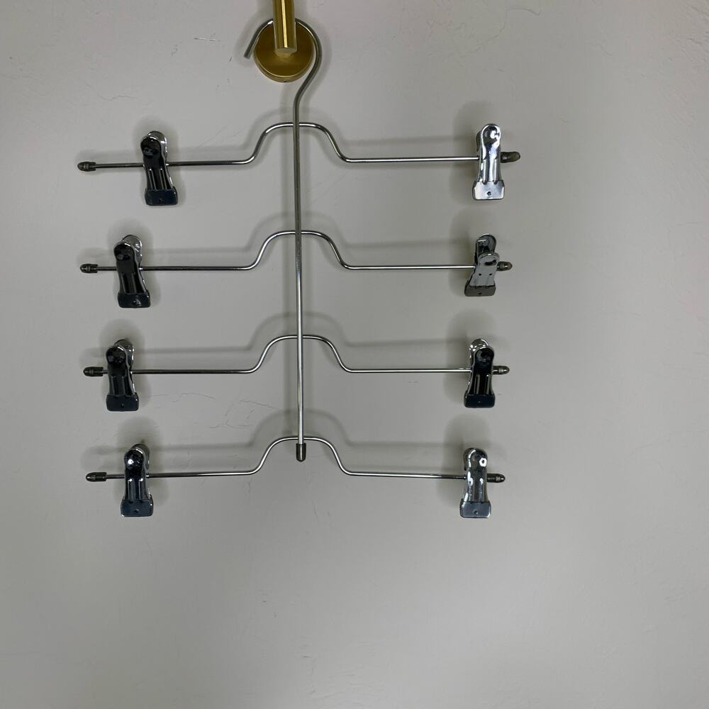 Metal Tiered Clip Pants Skirt Clothes Hanger Vintage 4 Tiers